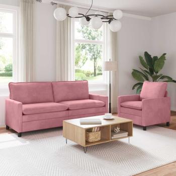 ARDEBO.de - Sofa Set 2 stk. Rosa Samt