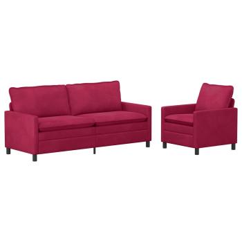 Sofa Set 2 stk. Weinrot Samt