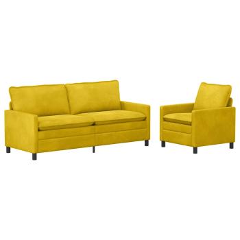 Sofa Set 2 stk. Gelb Samt