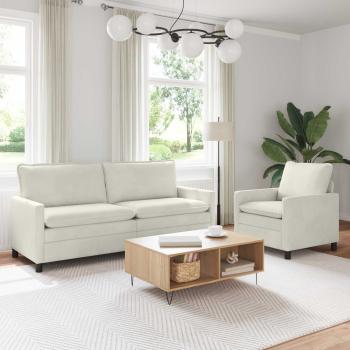 ARDEBO.de - Sofa Set 2 stk. Creme Samt