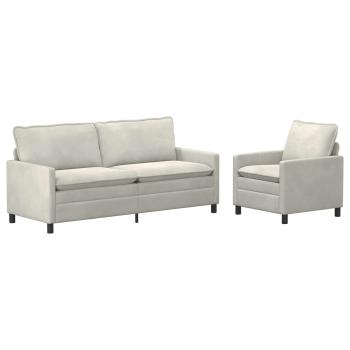 Sofa Set 2 stk. Creme Samt