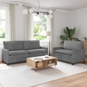ARDEBO.de - Sofa Set 2 stk. Dunkelgrau Samt