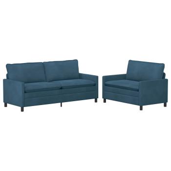 Sofa Set 2 stk. Blau Samt