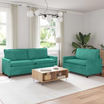 ARDEBO.de - Sofa Set 2 stk. Türkis Samt
