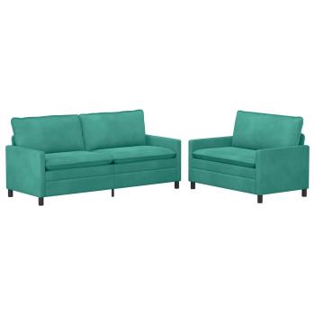 Sofa Set 2 stk. Türkis Samt