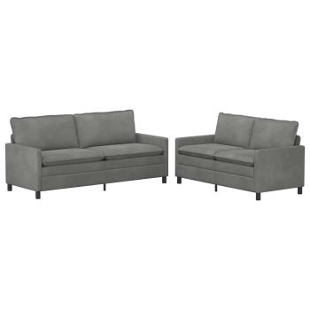 Sofa Set 2 stk. Dunkelgrau Samt