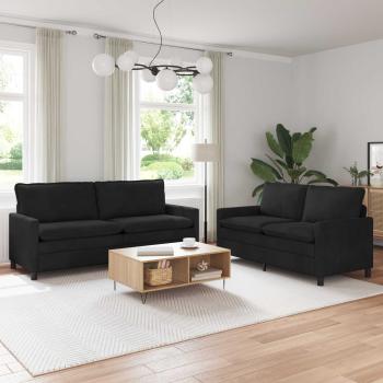 ARDEBO.de - Sofa Set 2 stk. Schwarz Samt