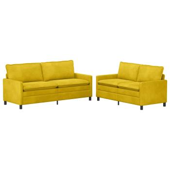 Sofa Set 2 stk. Gelb Samt