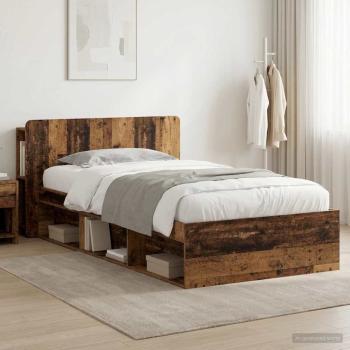 ARDEBO.de - Bettgestell mit Stauraum Altholz 75 x 190 cm Holzwerkstoff