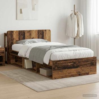 ARDEBO.de - Bettgestell mit Stauraum Altholz 100 x 200 cm Holzwerkstoff