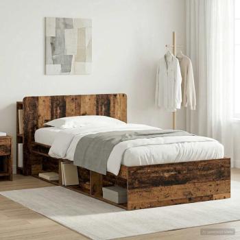 ARDEBO.de - Bettgestell mit Stauraum Altholz 90 x 200 cm Holzwerkstoff