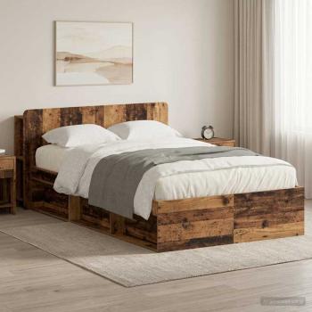 ARDEBO.de - Bettgestell mit Stauraum Altholz 120 x 190 cm Holzwerkstoff