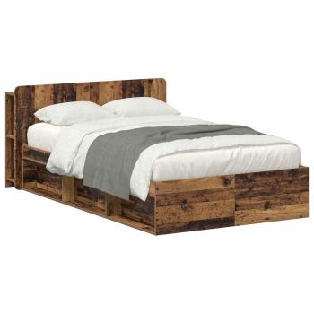 Bettgestell mit Stauraum Altholz 120 x 190 cm Holzwerkstoff