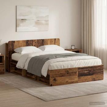 ARDEBO.de - Bettgestell mit Stauraum Altholz 135 x 190 cm Holzwerkstoff
