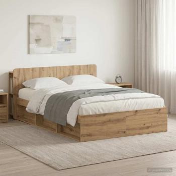 ARDEBO.de - Bettgestell mit Stauraum Artisan-Eiche 150 x 200 cm