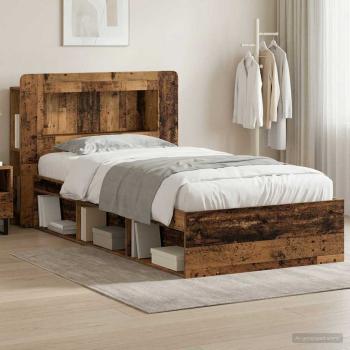 ARDEBO.de - Bettgestell mit Stauraum Altholz 75 x 190 cm Holzwerkstoff