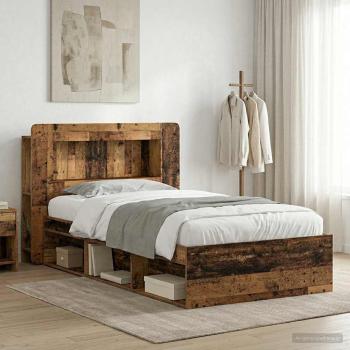 ARDEBO.de - Bettgestell mit Stauraum Altholz 100 x 200 cm Holzwerkstoff