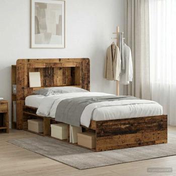 ARDEBO.de - Bettgestell mit Stauraum Altholz 90 x 200 cm Holzwerkstoff