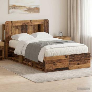 ARDEBO.de - Bettgestell mit Stauraum Altholz 120 x 190 cm Holzwerkstoff
