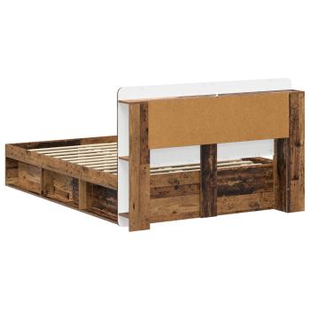 Bettgestell mit Stauraum Altholz 135 x 190 cm Holzwerkstoff