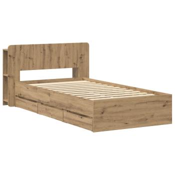 Bettgestell mit Stauraum und Kopfteil Artisan-Eiche 80 x 200 cm