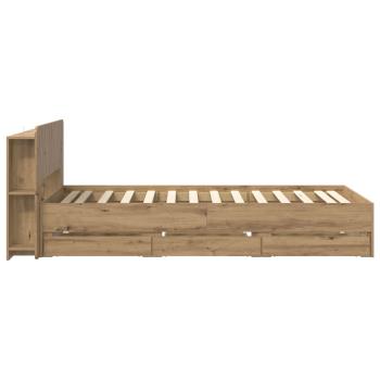 Bettgestell mit Stauraum und Kopfteil Artisan-Eiche 80 x 200 cm
