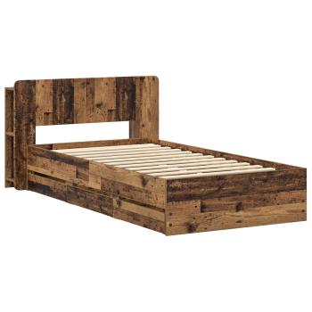 Bettgestell mit Stauraum und Kopfteil Altholz 80 x 200 cm