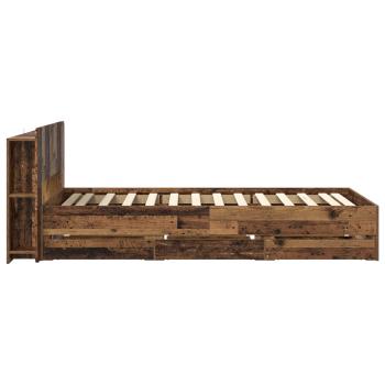Bettgestell mit Stauraum und Kopfteil Altholz 80 x 200 cm