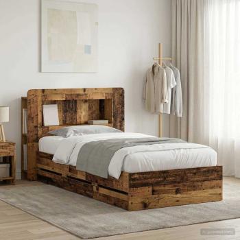 ARDEBO.de - Bettgestell mit Stauraum und Kopfteil Altholz 80 x 200 cm