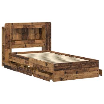 Bettgestell mit Stauraum und Kopfteil Altholz 80 x 200 cm