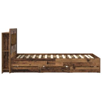 Bettgestell mit Stauraum und Kopfteil Altholz 80 x 200 cm
