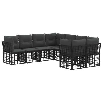 Outdoor-Sofagarnitur 8 stk. Schwarz und Dunkelgrau Polyester