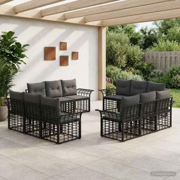 ARDEBO.de - Outdoor-Sofagarnitur 12 Stk. Schwarz und Dunkelgrau Polyester