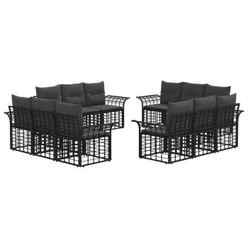 Outdoor-Sofagarnitur 12 Stk. Schwarz und Dunkelgrau Polyester