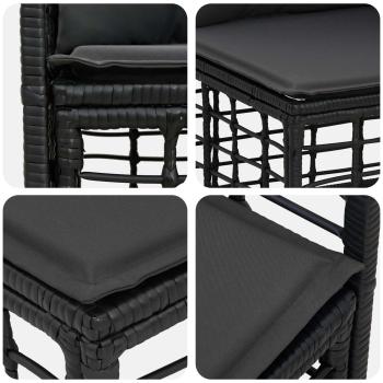 Outdoor-Sofagarnitur 12 Stk. Schwarz und Dunkelgrau Polyester