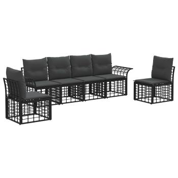Outdoor-Sofagarnitur 6 stk. Schwarz und Dunkelgrau Polyester