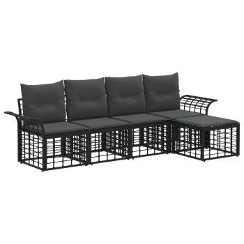 Outdoor-Sofagarnitur 5 stk. Schwarz und Dunkelgrau Polyester