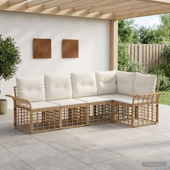 ARDEBO.de - Outdoor-Sofagarnitur 5 Stk. Natürlich und Cremweiß Polyester