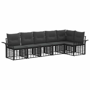 Outdoor-Sofagarnitur 6 stk. Schwarz und Dunkelgrau Polyester