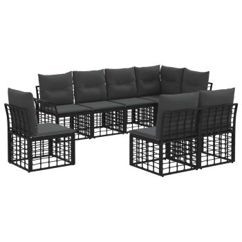 Outdoor-Sofagarnitur 8 stk. Schwarz und Dunkelgrau Polyester