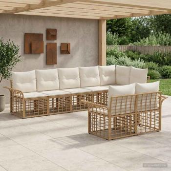 ARDEBO.de - Outdoor-Sofagarnitur 8 stk. Natürlich und Cremweiß Poly-Rattan