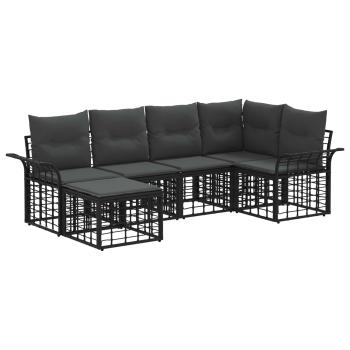 Outdoor-Sofagarnitur 6 stk. Schwarz und Dunkelgrau Polyester