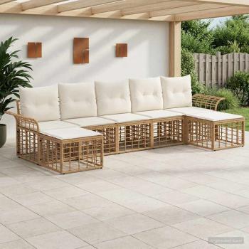 ARDEBO.de - Outdoor-Sofagarnitur 7 Stk. Natürlich und Cremweiß Polyester
