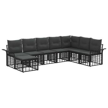 Outdoor-Sofagarnitur 8 Stk. Schwarz und Dunkelgrau Polyester