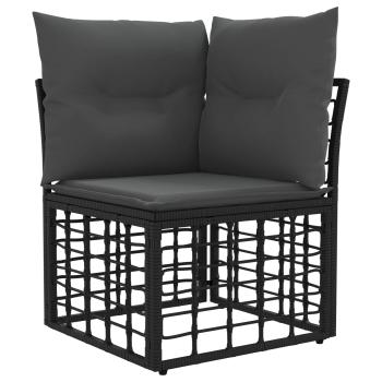 Outdoor-Sofagarnitur 8 Stk. Schwarz und Dunkelgrau Polyester