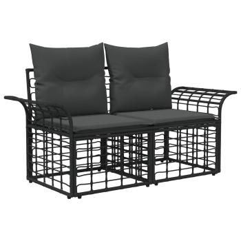 Outdoor-Sofagarnitur 8 Stk. Schwarz und Dunkelgrau Polyester