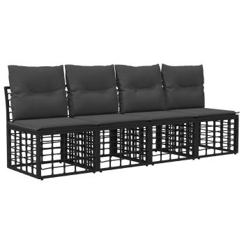 Outdoor-Sofagarnitur 8 Stk. Schwarz und Dunkelgrau Polyester