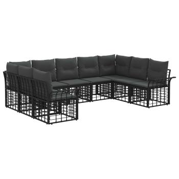 Outdoor-Sofagarnitur 9 stk. Schwarz und Dunkelgrau Polyester