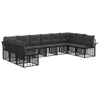 Outdoor-Sofagarnitur 10 stk. Schwarz und Dunkelgrau Polyester