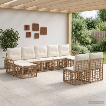 ARDEBO.de - Outdoor-Sofagarnitur 9 Stk. Natürlich und Cremweiß Polyester